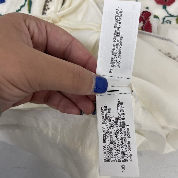 Zara Womens Top Vest M Medium Off White Embroidered Floral boho 4786/003 NWT - Picture 11 of 16